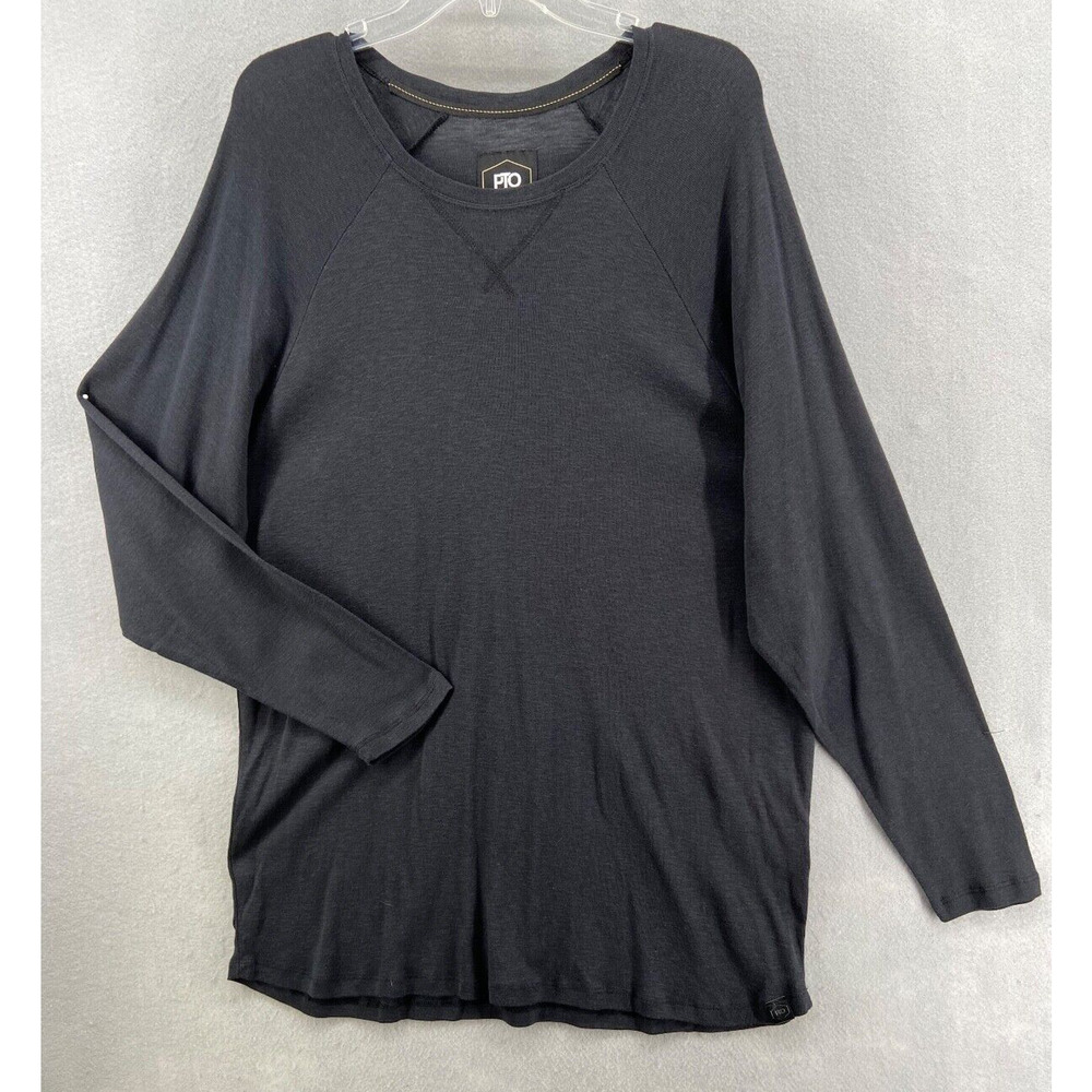 PTO Engineered For The Weekend Shirt Men Sz XXL Black Crew Neck LOGO Long Sleeve